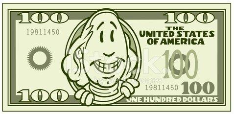 Cartoon image of $100 bill